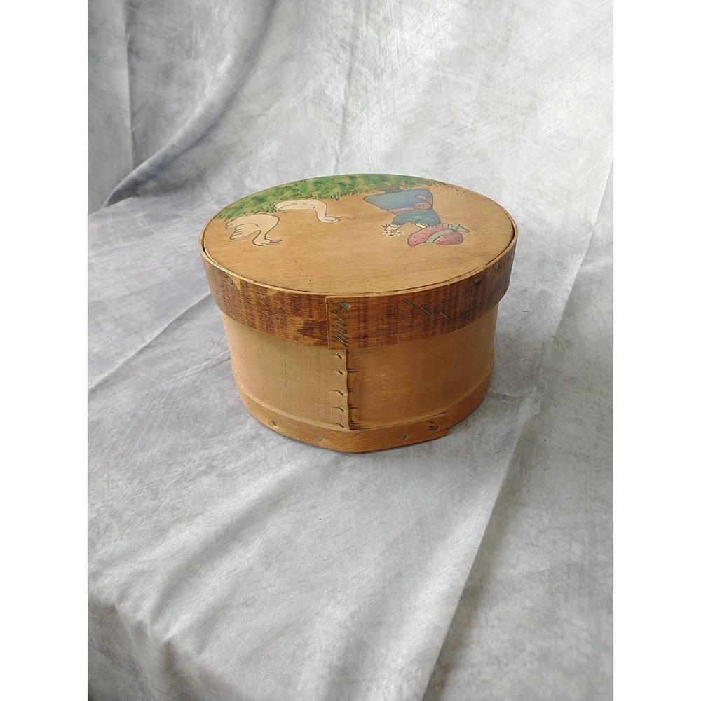 Vintage Hand Painted Wooden Cheese Box Geese Farmhouse bonnet Country - Picture 13 of 16